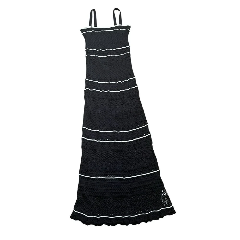 Abercrombie & Fitch Black Crochet Style Maxi Dress  , Size XS‎ Tall